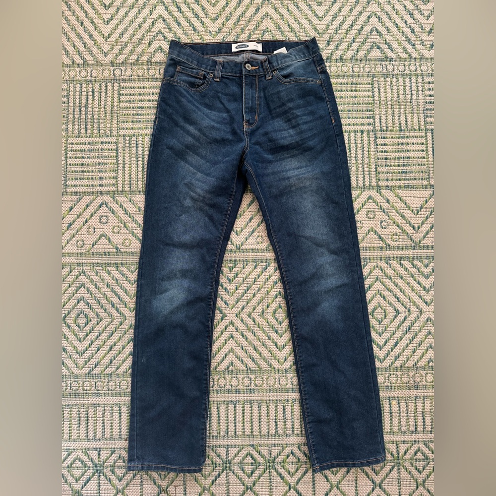 Old Navy Boys Skinny Jeans 16 Dark Blue Denim VGUC Adjustable Waist
